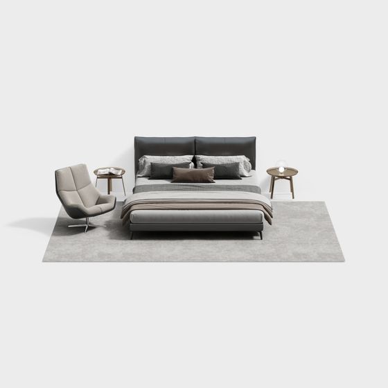 Urban Bedroom Suite 3D model for Modern Spaces