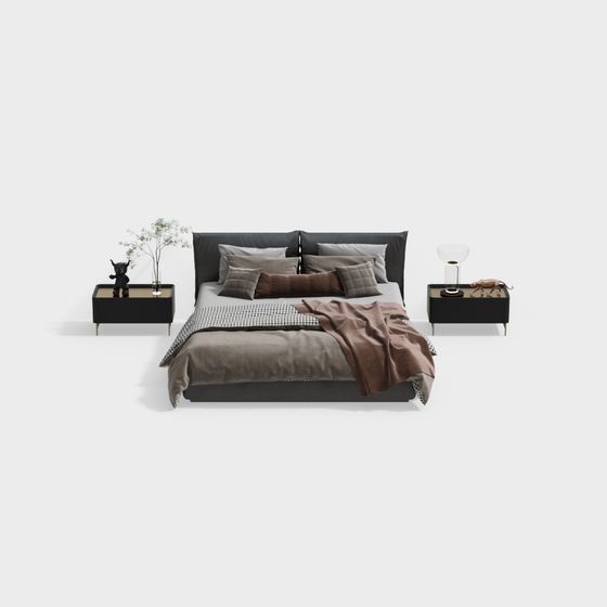 Modern Minimalist Bedroom Set 3D model