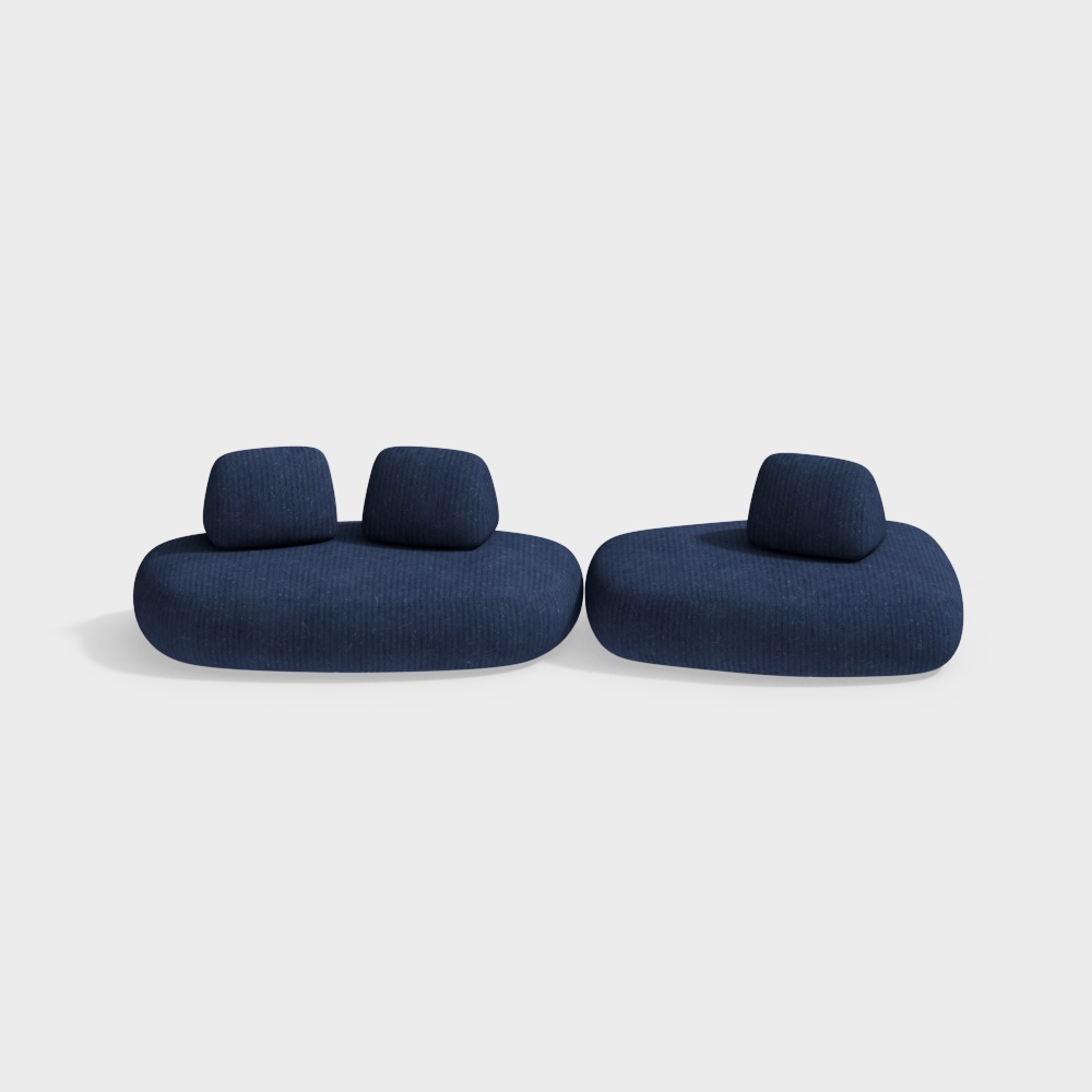 Unique Low-Polygon Sofa 3D Model – Navy Fabric Design