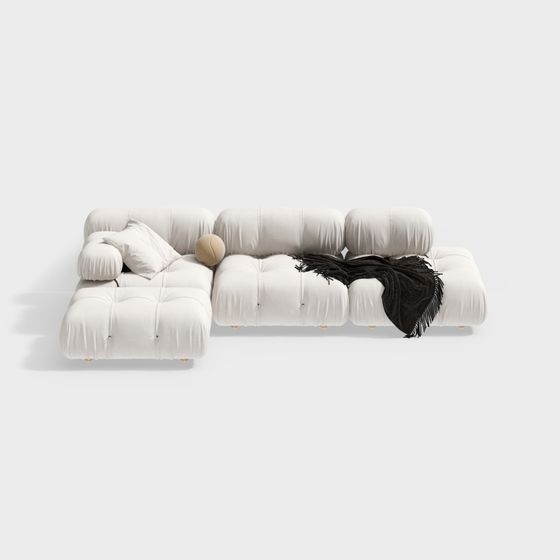 Stylish Low-Poly Sofa 3D Model for Modern Interiors