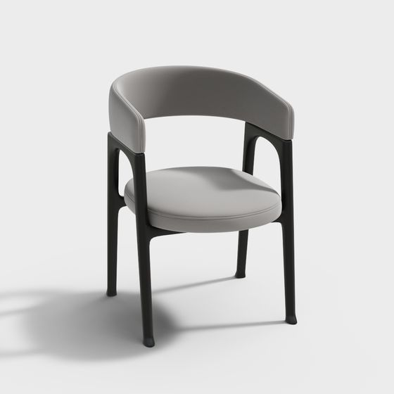 Elegant Gray Leather Chair 3D model