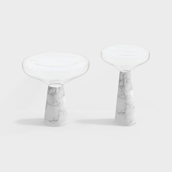 Stylish Marble Glass Side Tables 3D model for Modern Interiors