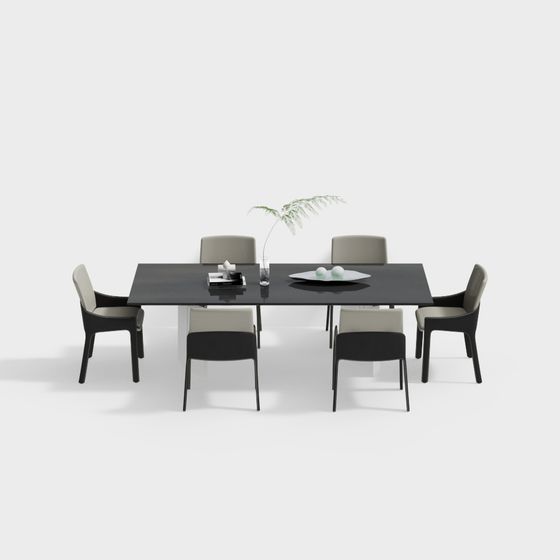 Urban Dining Table and Chair Set 3D model