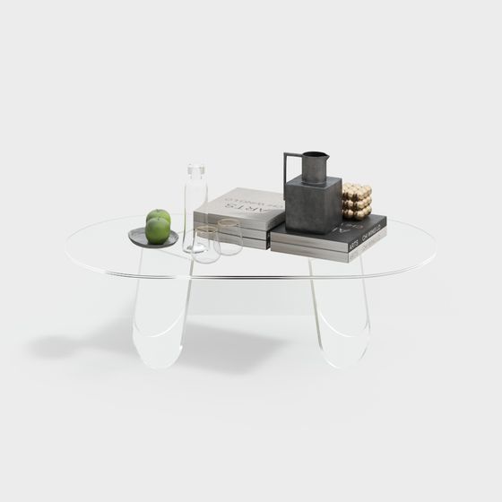 Transparent Glass Coffee Table 3D model