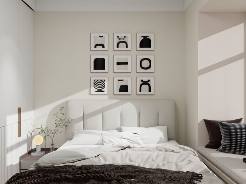 Modern Gray & Beige Bedroom Design