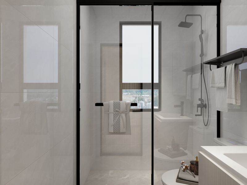 Modern Minimalist Bathroom with Black Accents